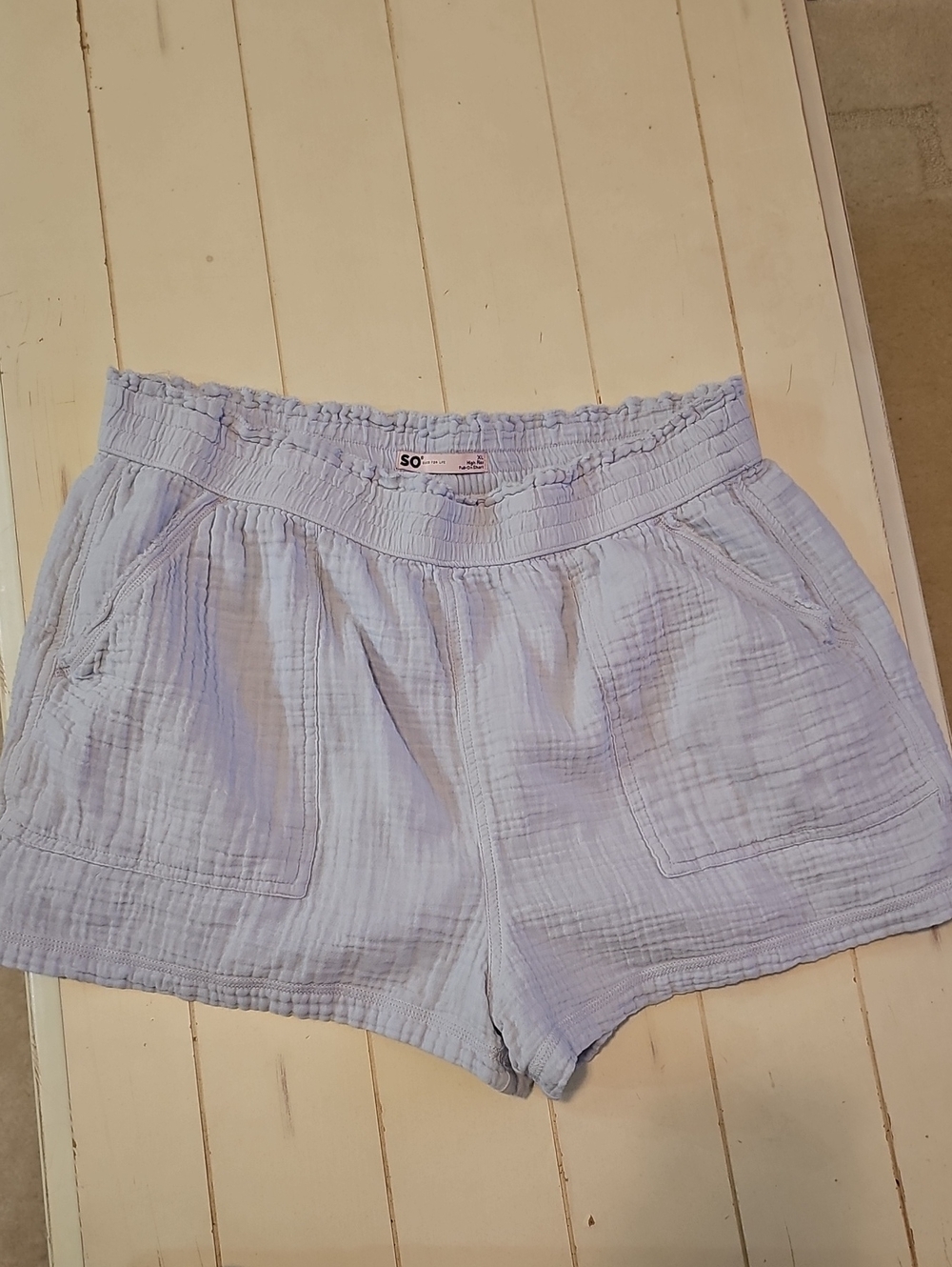 SO Pale Blue High-Waist Fully Lined Gauze Women's Shorts